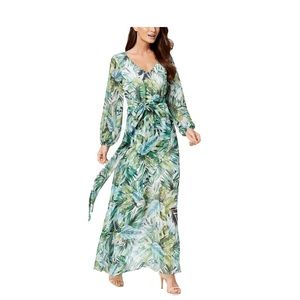 Nine West Leaf Print Faux Wrap Dress